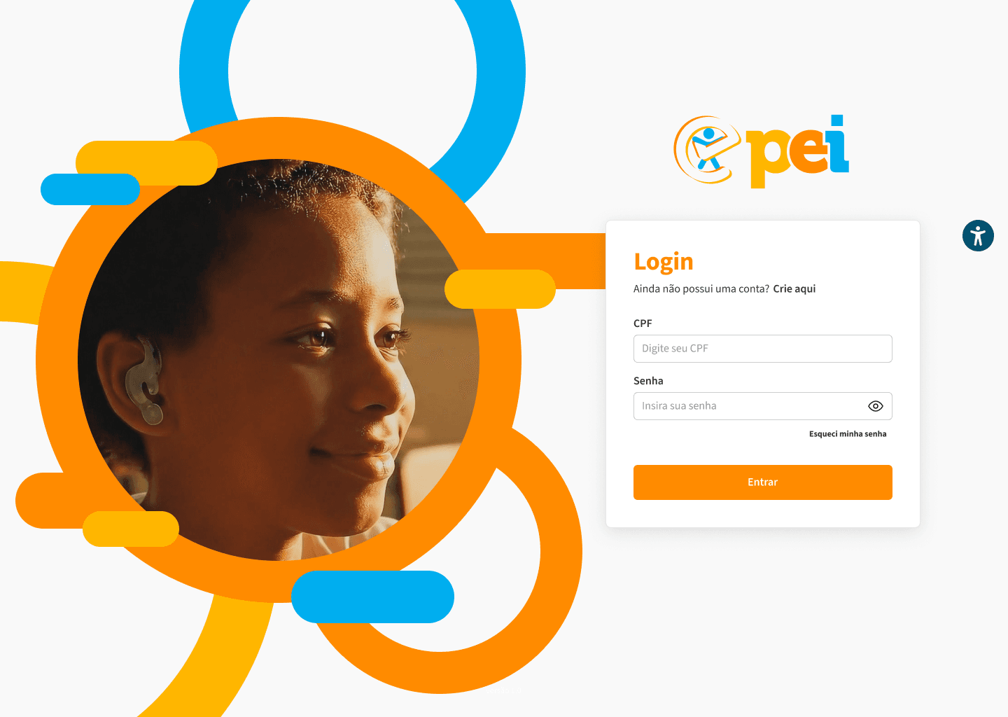 Interface do projeto PEI — Programa Escola Inclusiva